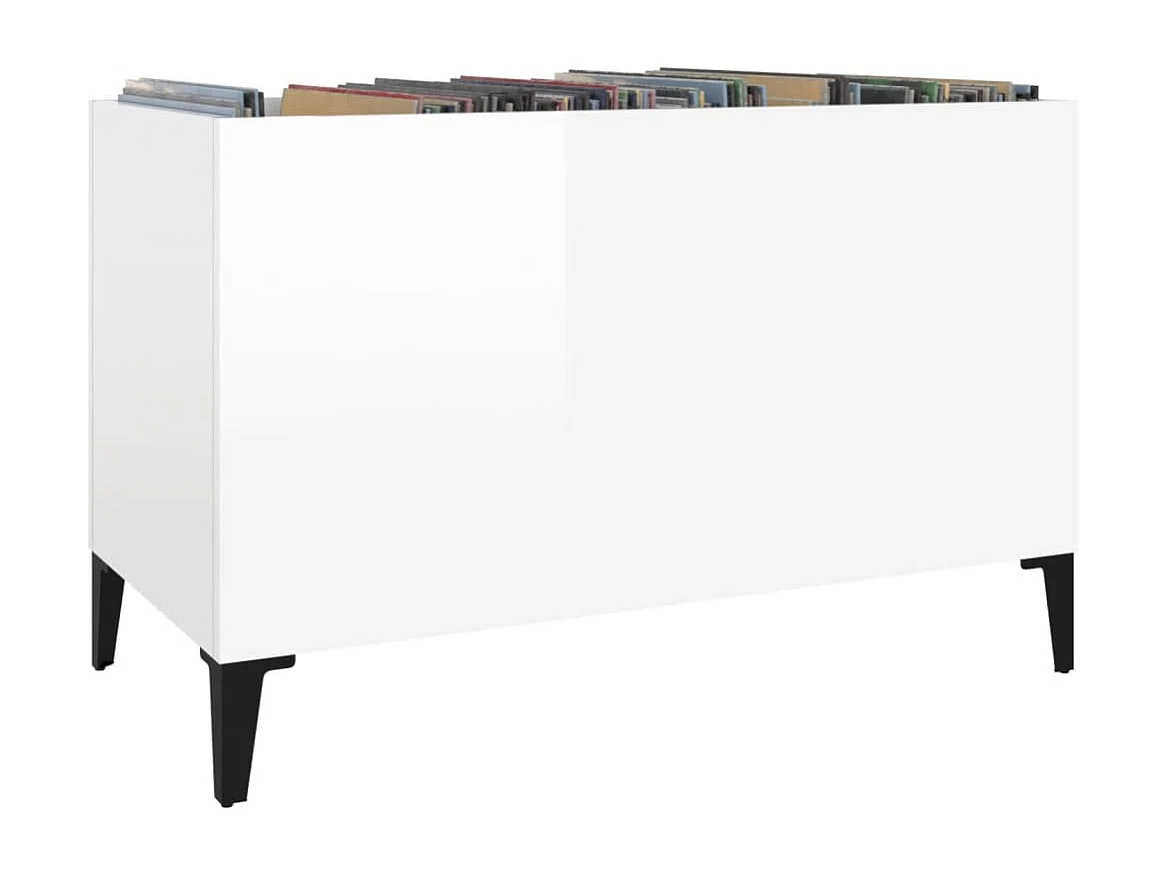 Mueble discos madera contrachapada blanco brillo 74,5x38x48 cm