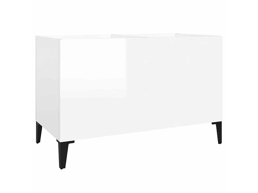 Mueble discos madera contrachapada blanco brillo 74,5x38x48 cm