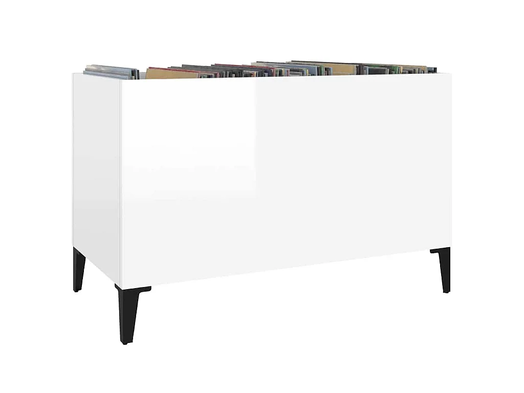 Armoire à disques blanc brillant 74,5x38x48cm bois d'ingénierie