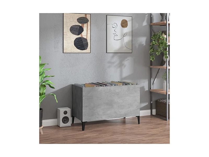 Platenkast 74,5x38x48 cm bewerkt hout betongrijs