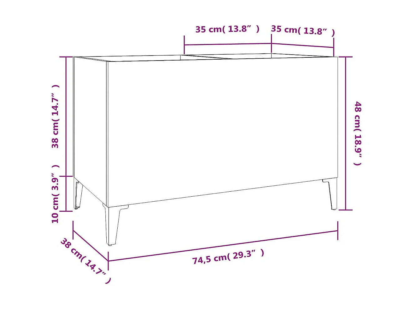 Armoire à disques gris béton 74,5x38x48 cm bois d'ingénierie