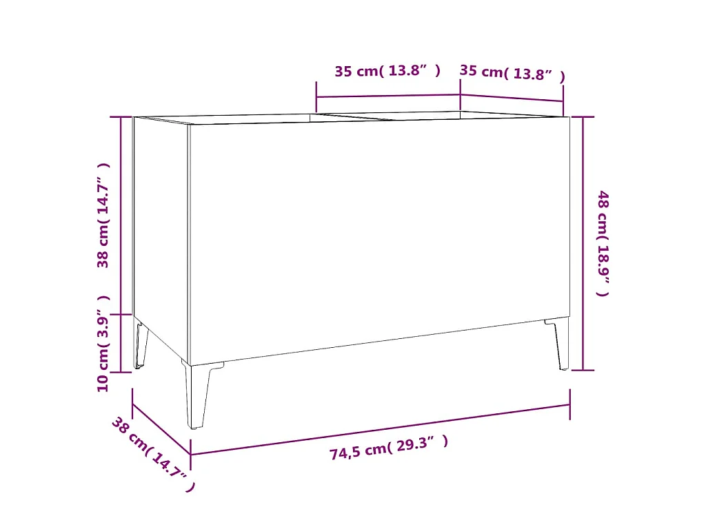 Armoire à disques gris béton 74,5x38x48 cm bois d'ingénierie