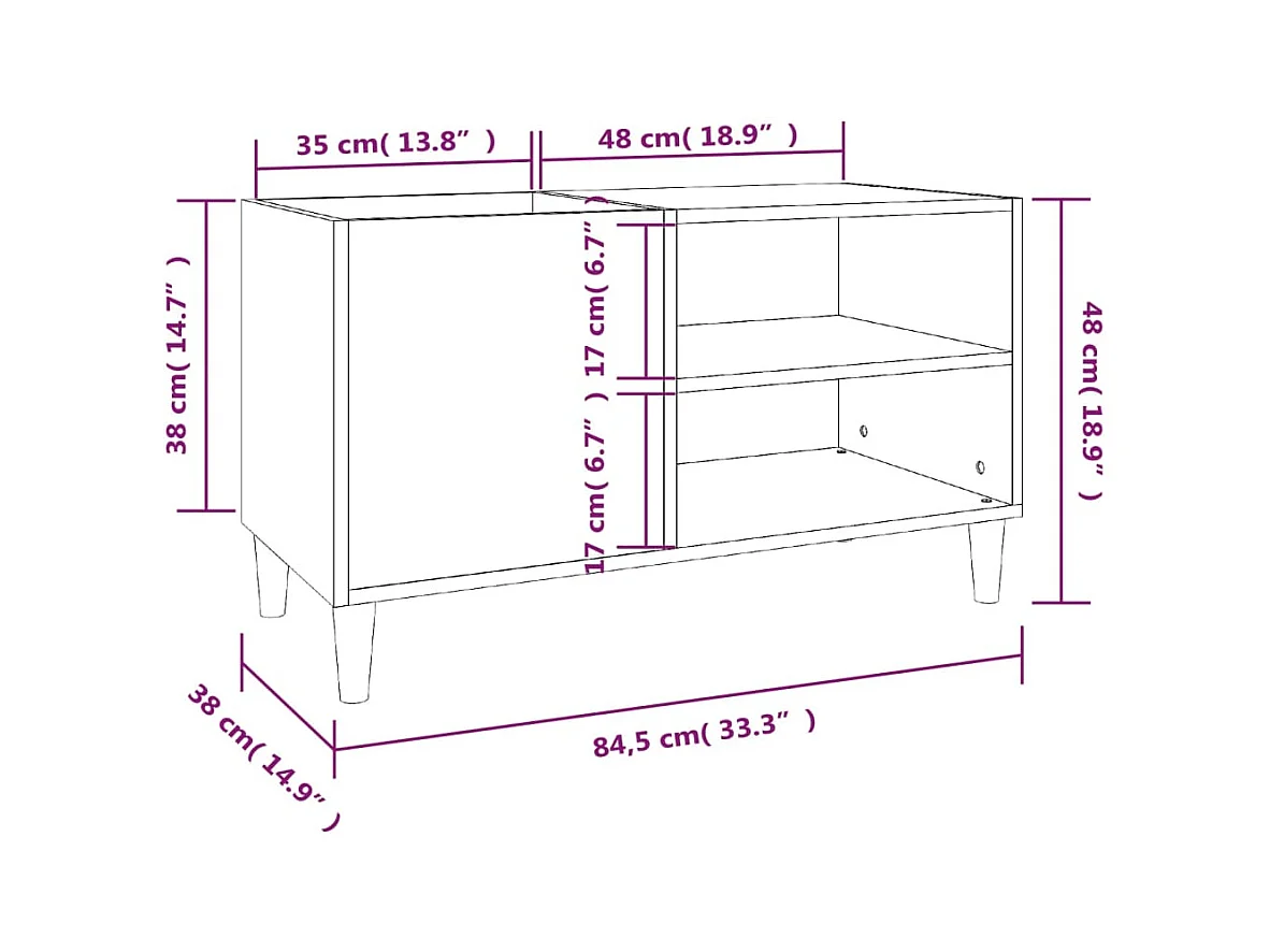 Armoire à disques noir 84,5x38x48 cm bois d'ingénierie