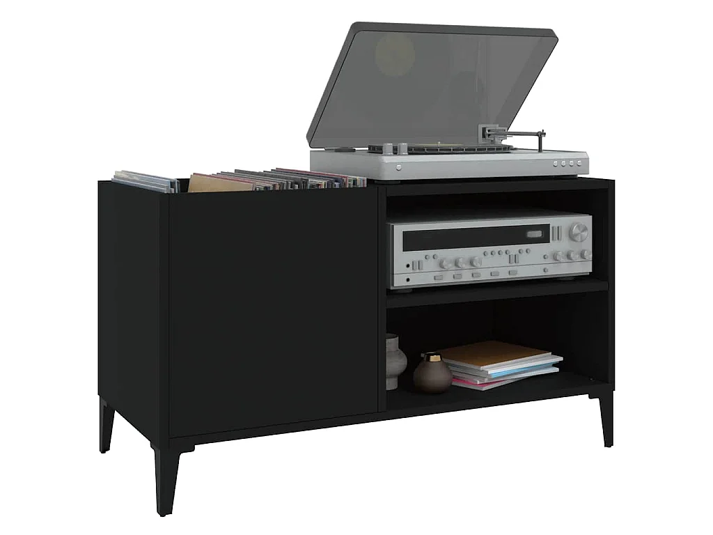 Plattenschrank Schwarz 84,5x38x48 cm Holzwerkstoff
