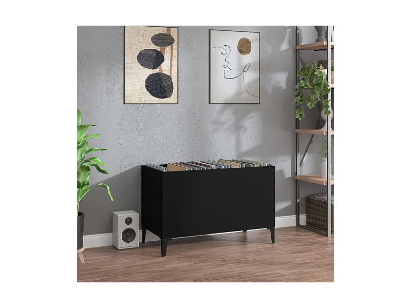 Plattenschrank Schwarz 74,5x38x48 cm Holzwerkstoff