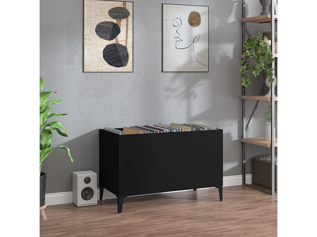 Platenkast 74,5x38x48 cm bewerkt hout zwart