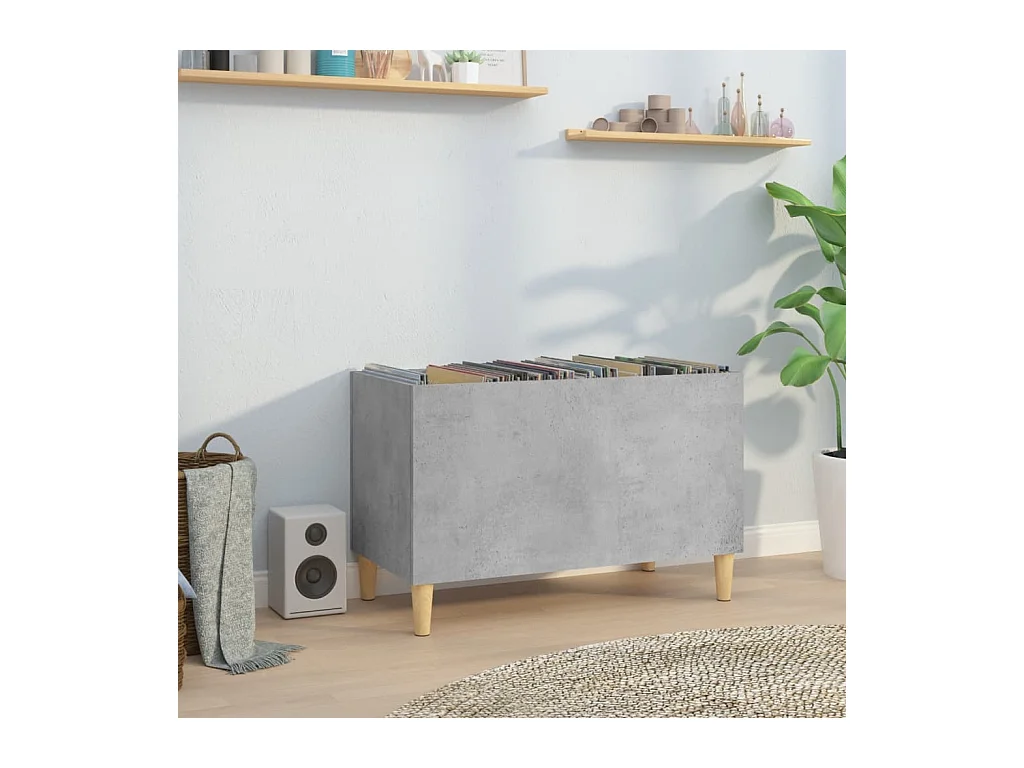 Armoire à disques gris béton 74,5x38x48 cm bois d'ingénierie
