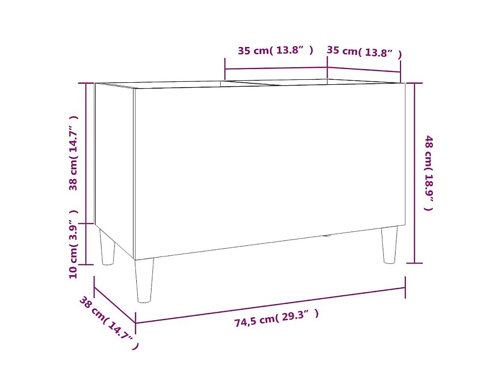 Armoire à disques gris béton 74,5x38x48 cm bois d'ingénierie