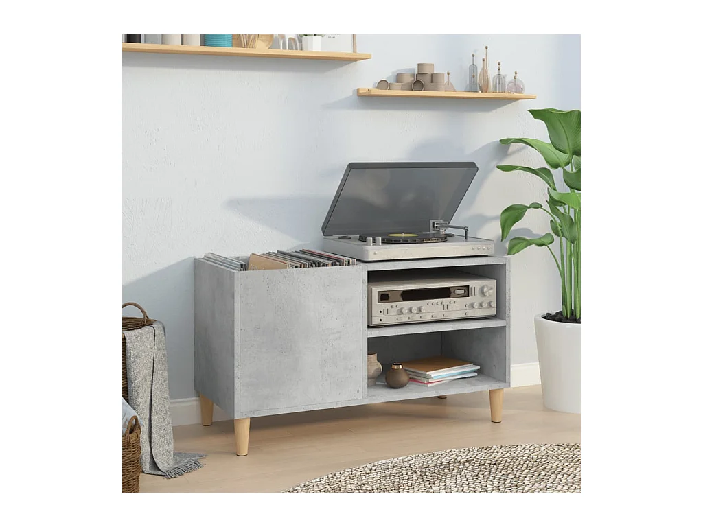 Armoire à disques gris béton 84,5x38x48 cm bois d'ingénierie