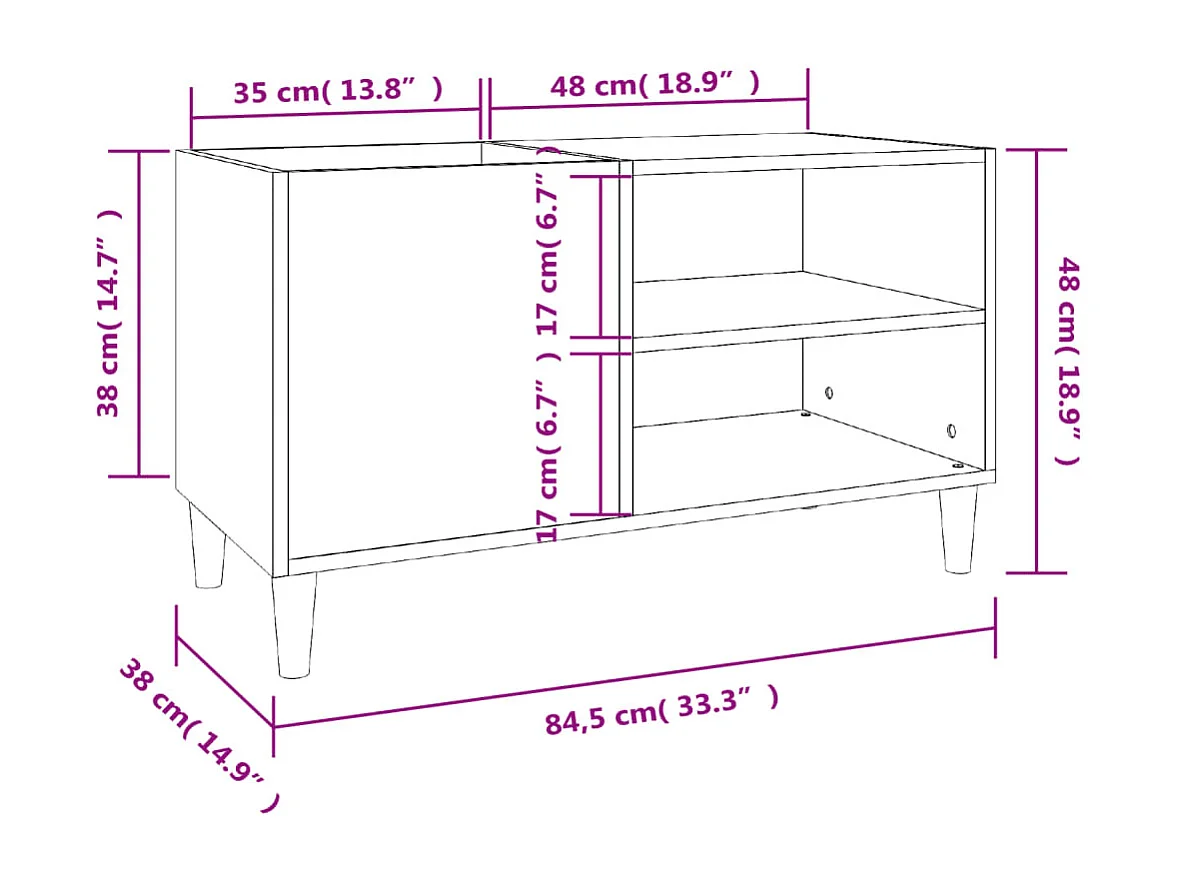 Armoire à disques gris béton 84,5x38x48 cm bois d'ingénierie
