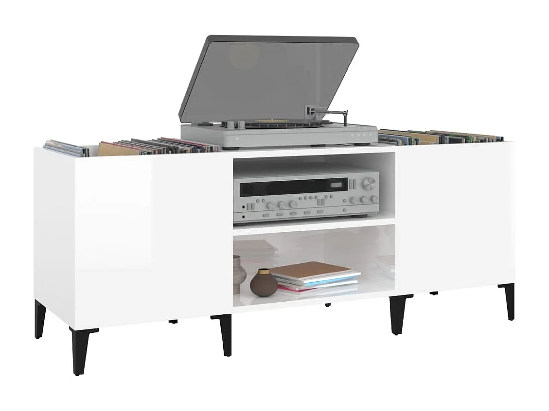 Armoire à disques blanc 121x38x48 cm bois d'ingénierie