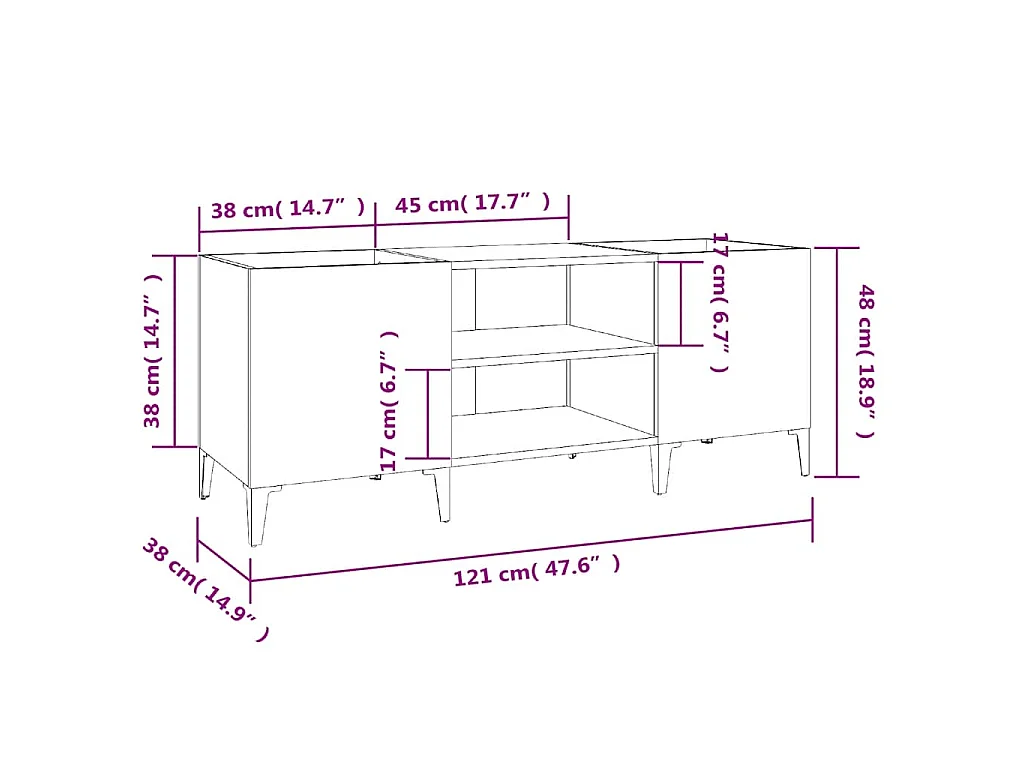 Armoire à disques blanc 121x38x48 cm bois d'ingénierie