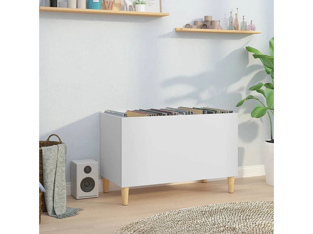 Mueble para discos madera contrachapada blanco 74,5x38x48 cm