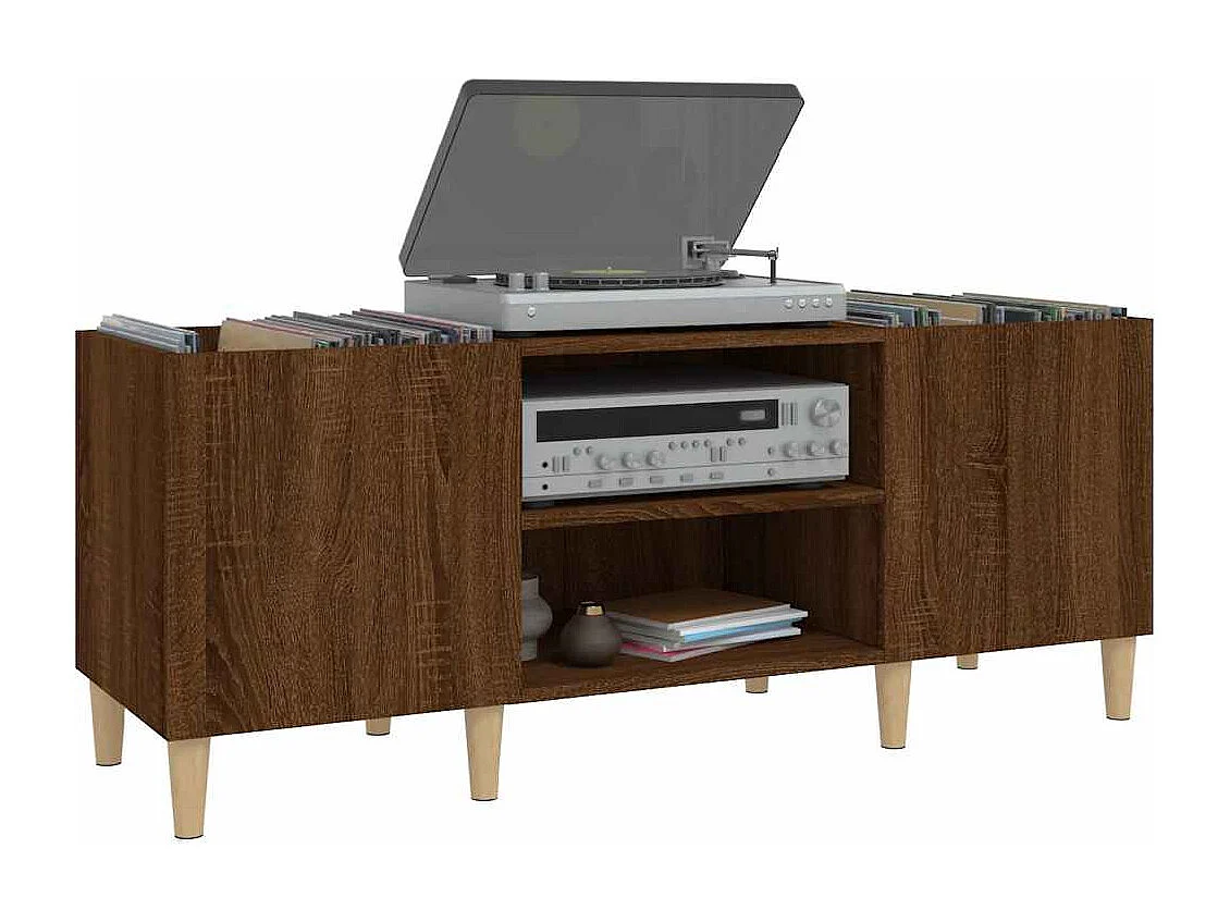 Mobile Porta Dischi Rovere Marrone 121x38x48 Legno Multistrato