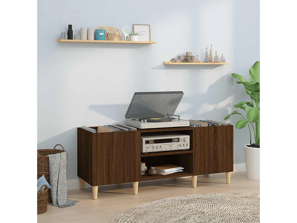 Mobile Porta Dischi Rovere Marrone 121x38x48 Legno Multistrato