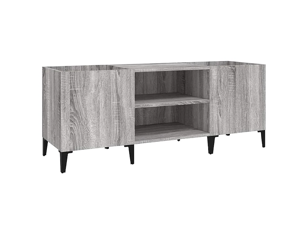 Platenkast 121x38x48 cm bewerkt hout grijs sonoma eikenkleurig