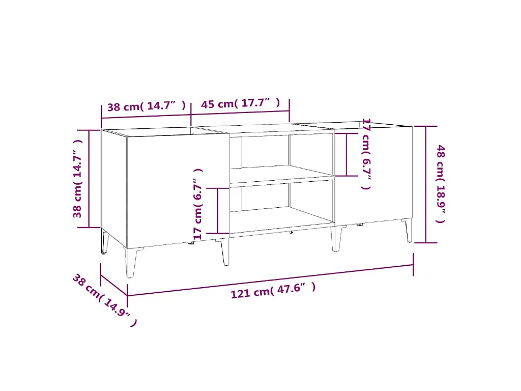 Armoire à disques sonoma gris 121x38x48 cm bois d'ingénierie
