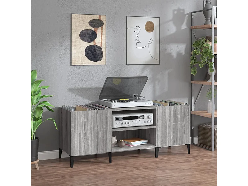 Armoire à disques sonoma gris 121x38x48 cm bois d'ingénierie