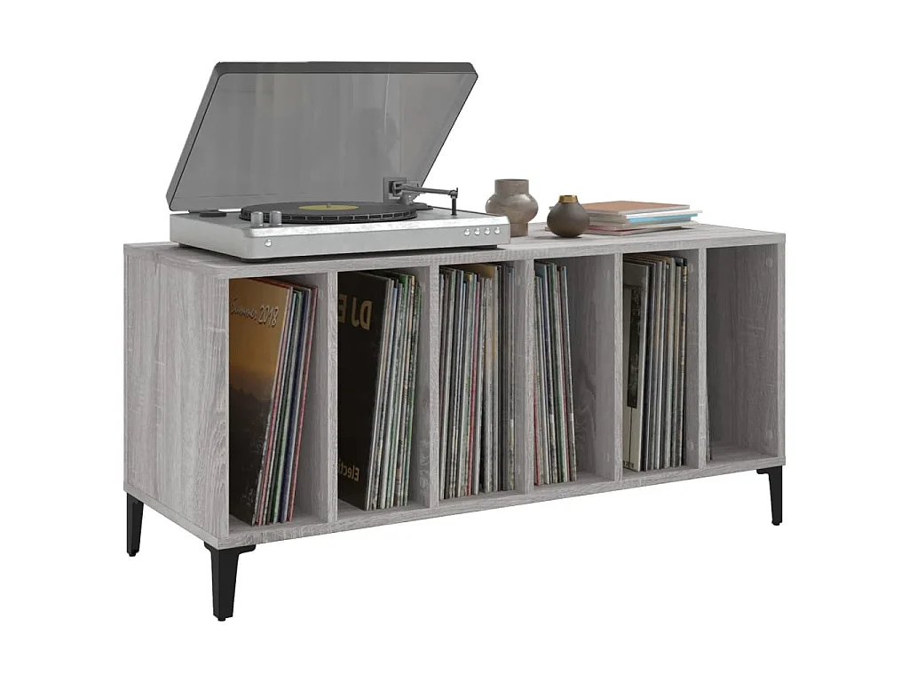 Mueble para discos madera contrachapada gris Sonoma 100x38x48cm