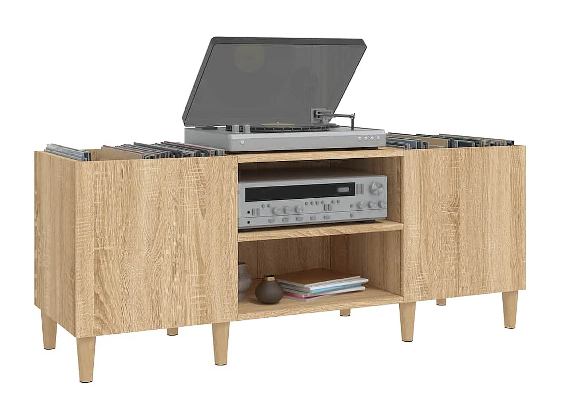 Meuble à disques Chêne Sonoma 121x38x48 cm Bois d'ingénierie