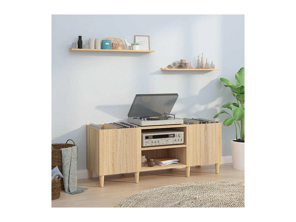 Platenkast 121x38x48 cm bewerkt hout sonoma eikenkleurig