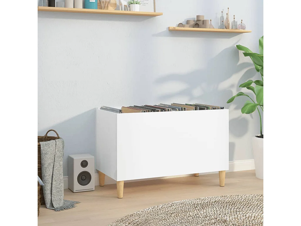 Armoire à disques blanc brillant 74,5x38x48cm bois d'ingénierie