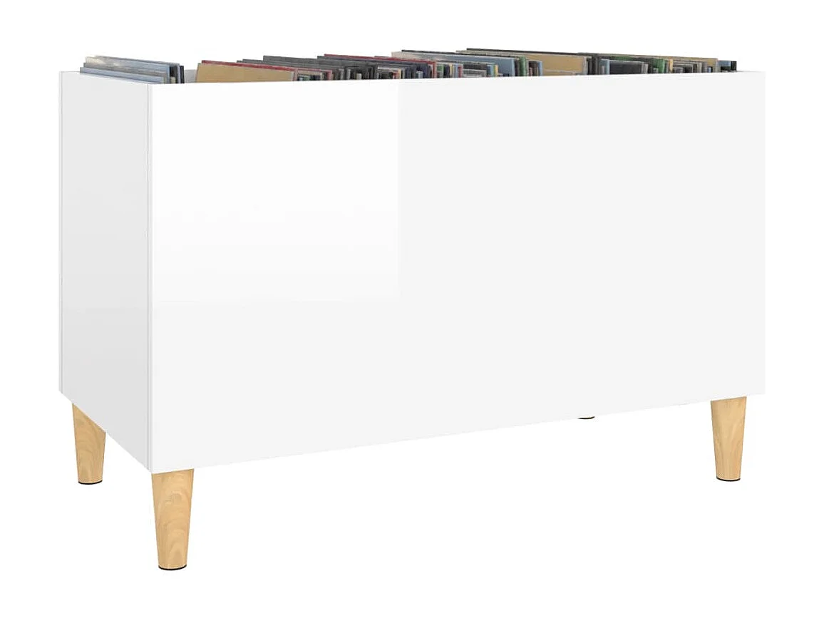 Platenkast 74,5x38x48 cm bewerkt hout hoogglans wit