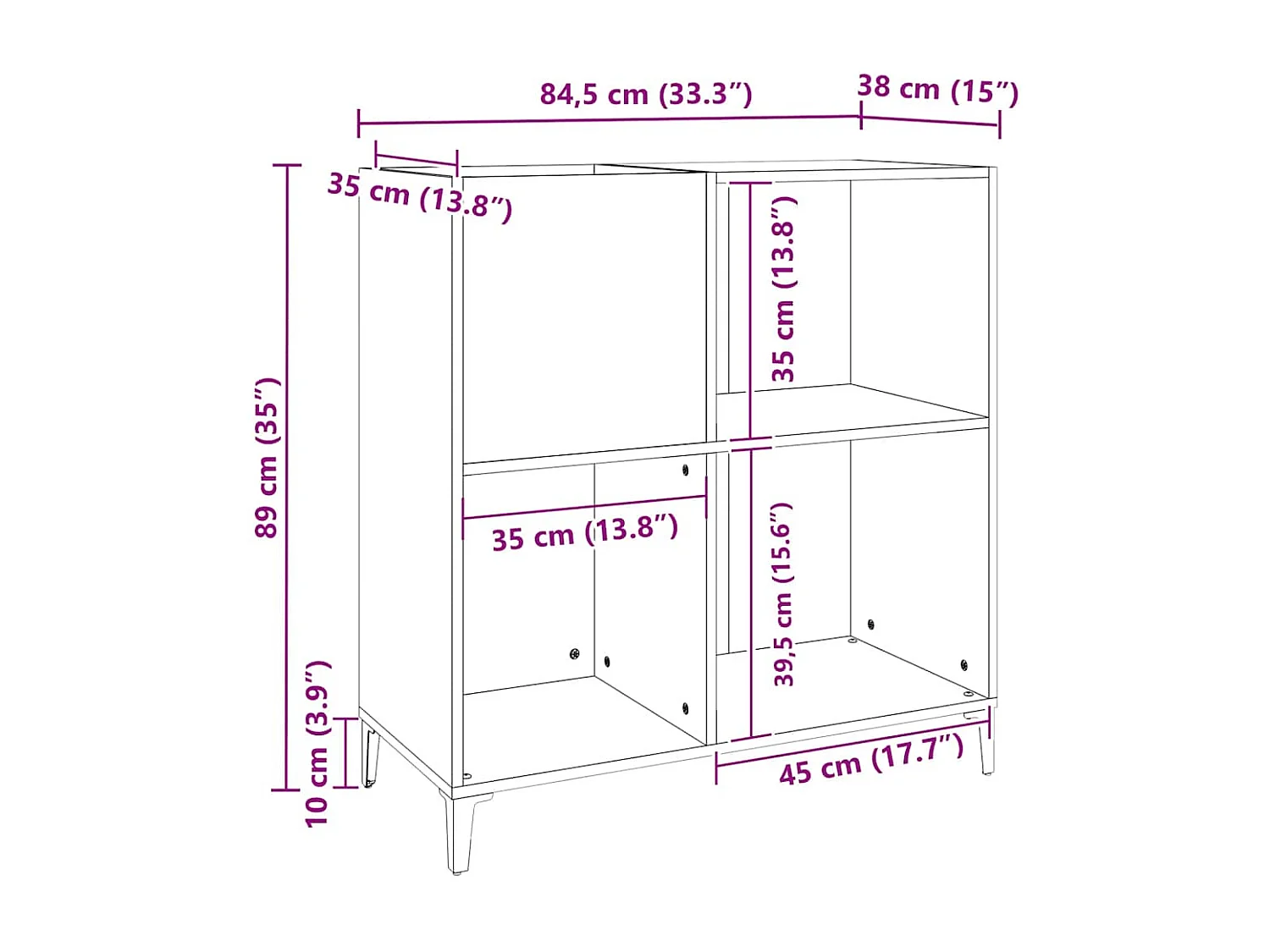 Platenkast 84,5x38x89 cm bewerkt hout grijs sonoma eikenkleurig