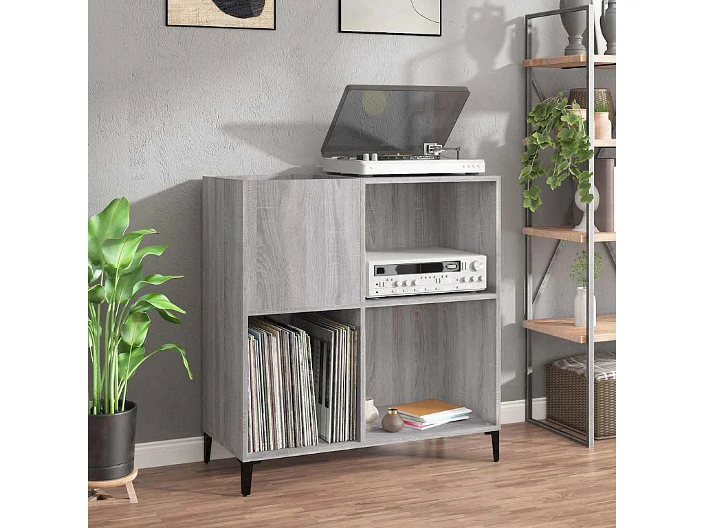 Armoire à disques sonoma gris 84,5x38x89 cm bois d'ingénierie