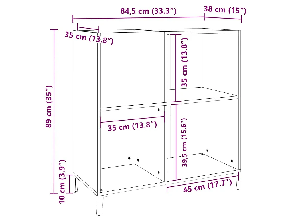Plattenschrank Grau Sonoma 84,5x38x89 cm Holzwerkstoff