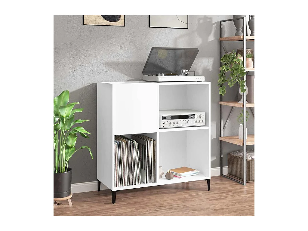 Armoire à disques blanc 84,5x38x89 cm bois d'ingénierie