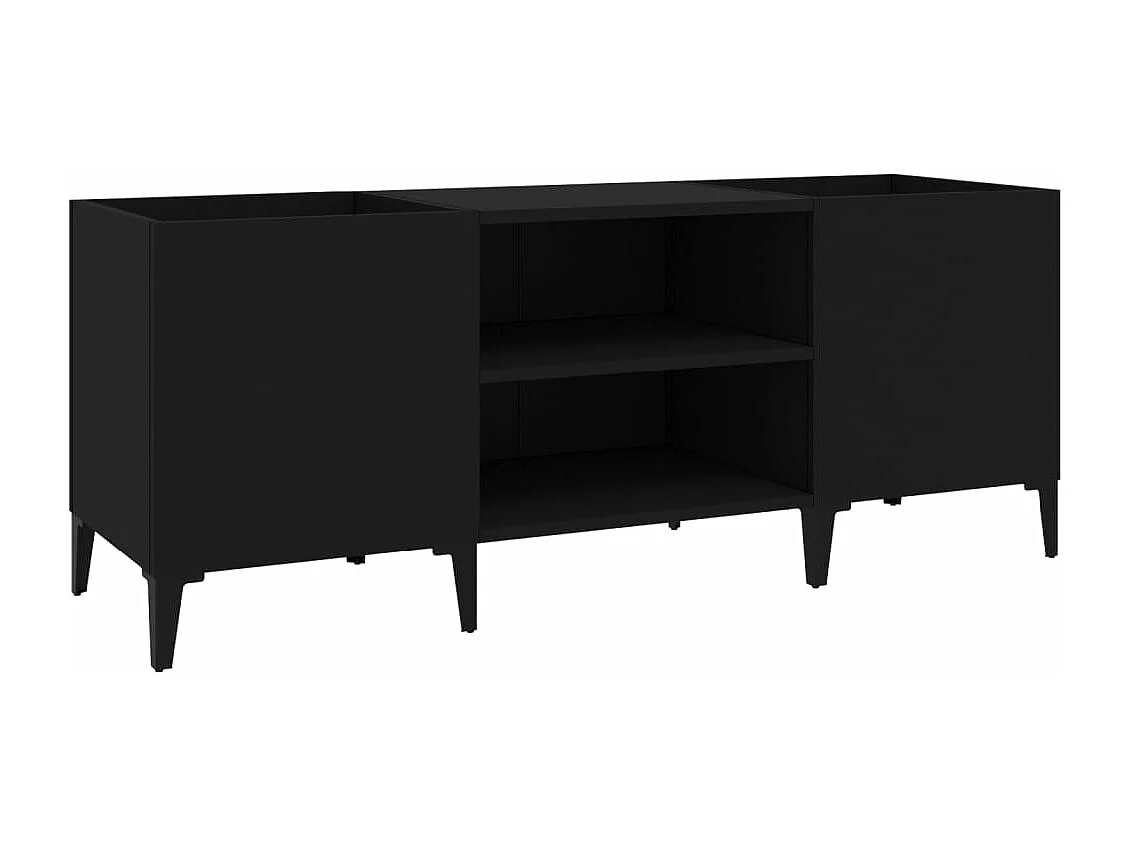 Platenkast 121x38x48 cm bewerkt hout zwart