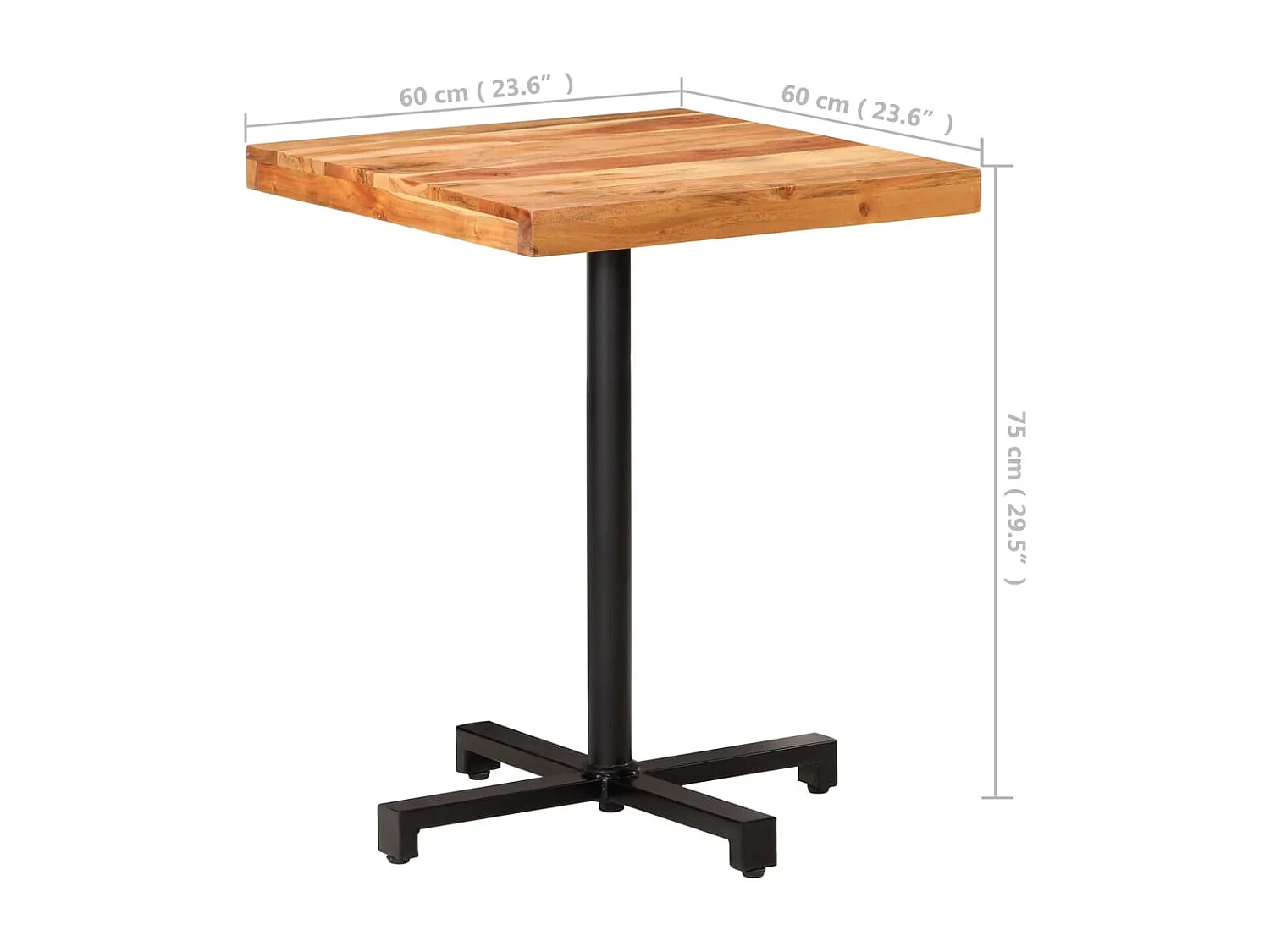 Bistrotafel vierkant 60x60x75 cm massief acaciahout