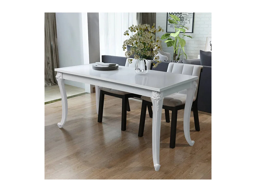 Table à manger 116x66x76 cm blanc brillant