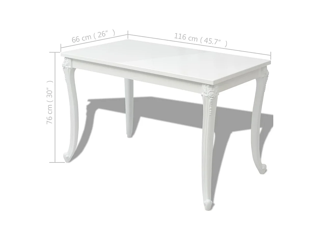 Tavolo da Pranzo 116x66x76 cm Bianco Lucido