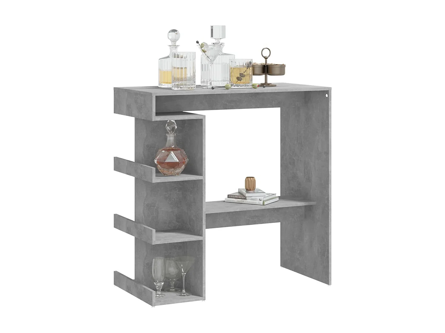Table de bar étagère de rangement Gris béton Bois d'ingénierie