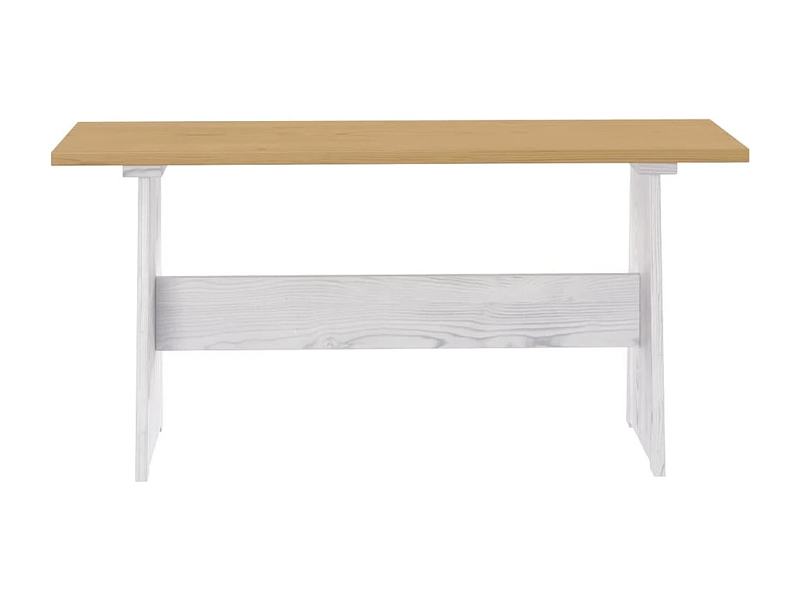 Mesa de comedor con banco REINE madera de pino marrón blanco