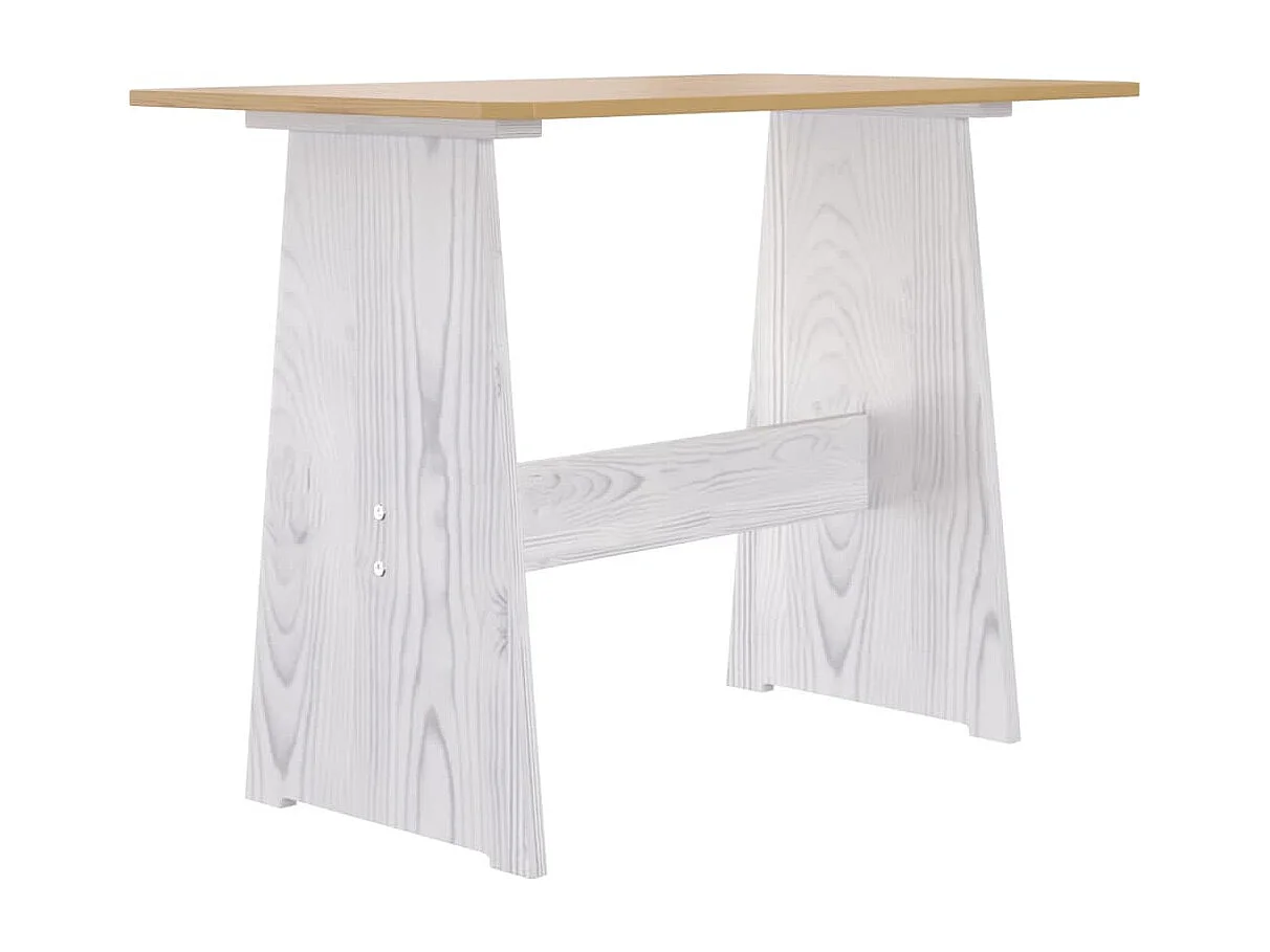 Mesa de comedor con banco REINE madera de pino marrón blanco