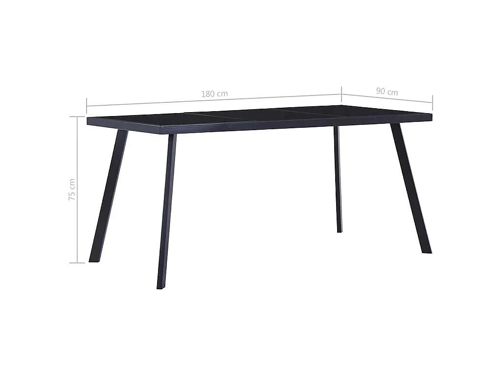 Eettafel 180x90x75 cm gehard glas zwart