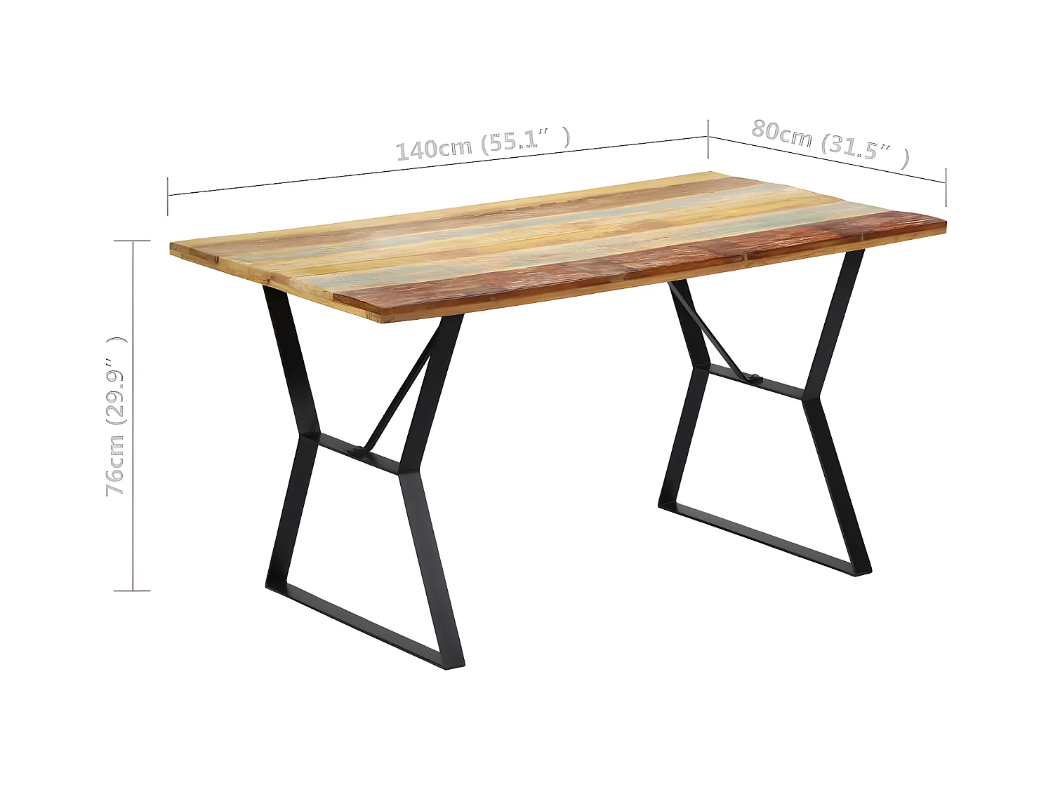 Esstisch 140x80x76 cm Altholz Massiv