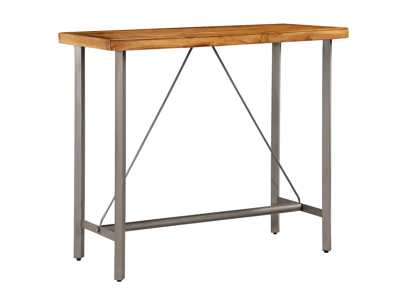 Mesa de bar em madeira de teca recuperada maciça 120x58x106 cm