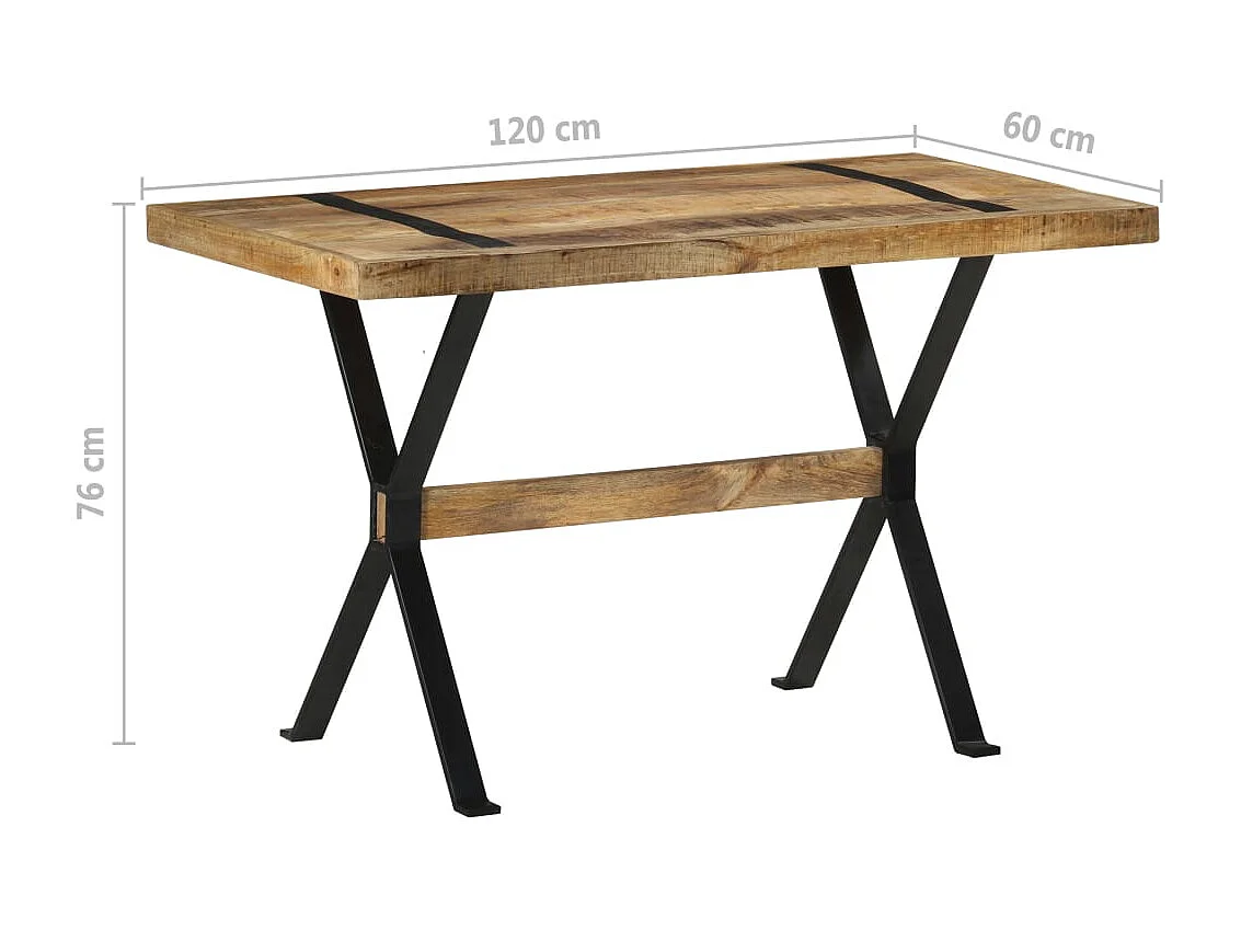 Tavolo da Pranzo 120x60x76 cm in Legno di Mango Grezzo