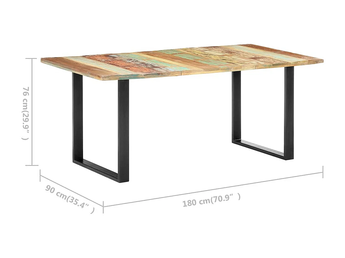 Tavolo da Pranzo 180x90x76 cm in Legno Massello di Recupero