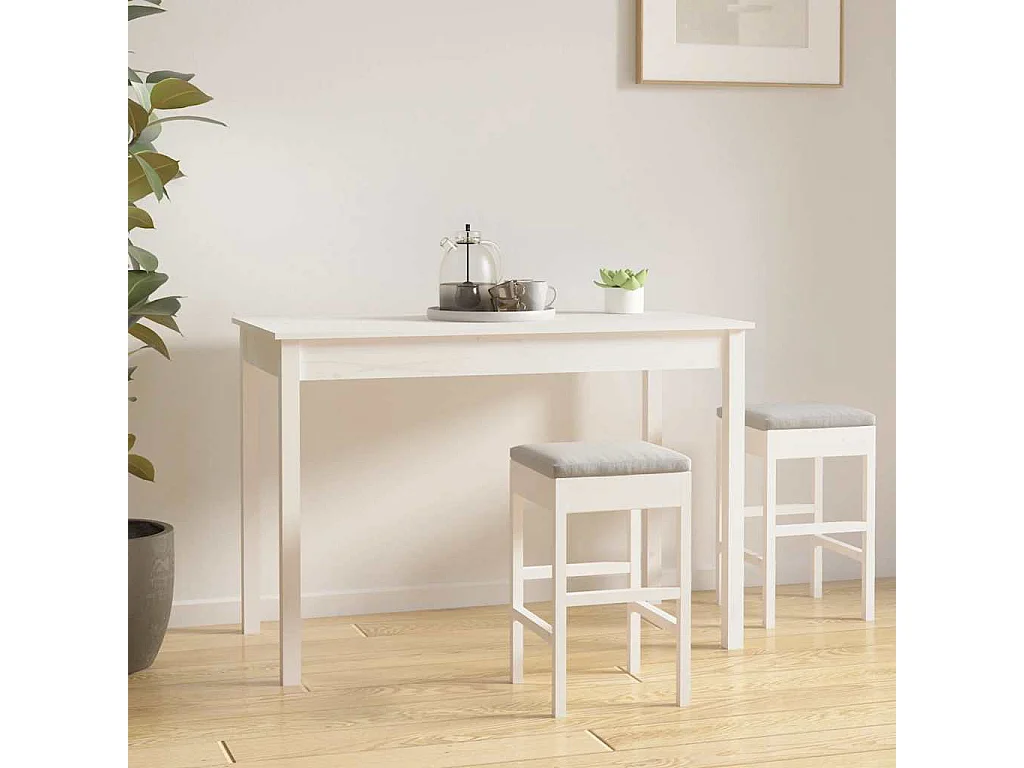 Eettafel 110x55x75 cm massief grenenhout wit