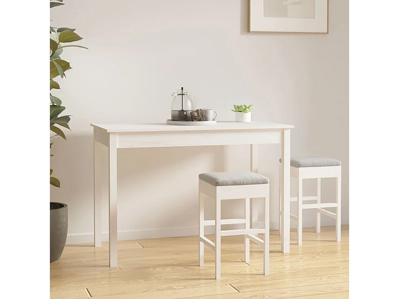 Eettafel 110x55x75 cm massief grenenhout wit