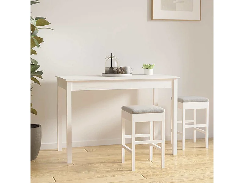 Mesa de jantar 110x55x75 cm madeira de pinho maciça branco