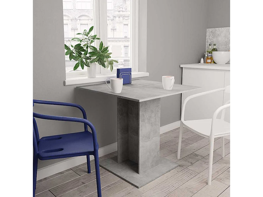 Mesa de comedor madera contrachapada gris hormigón 80x80x75 cm