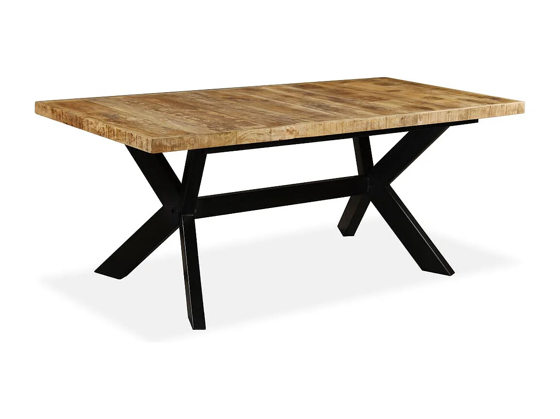 Table à manger Bois de manguier massif et croix en acier 180 cm