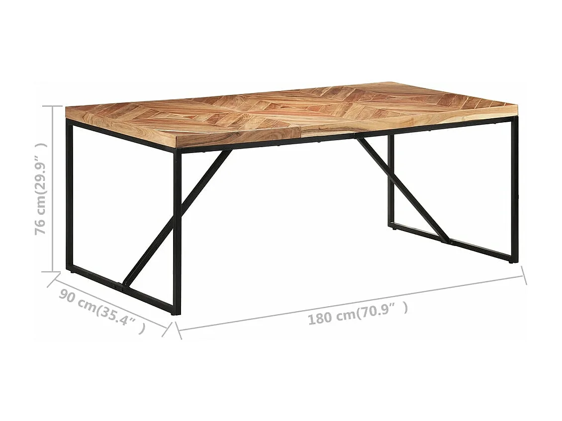 Eettafel 180x90x76 cm massief acaciahout en mangohout