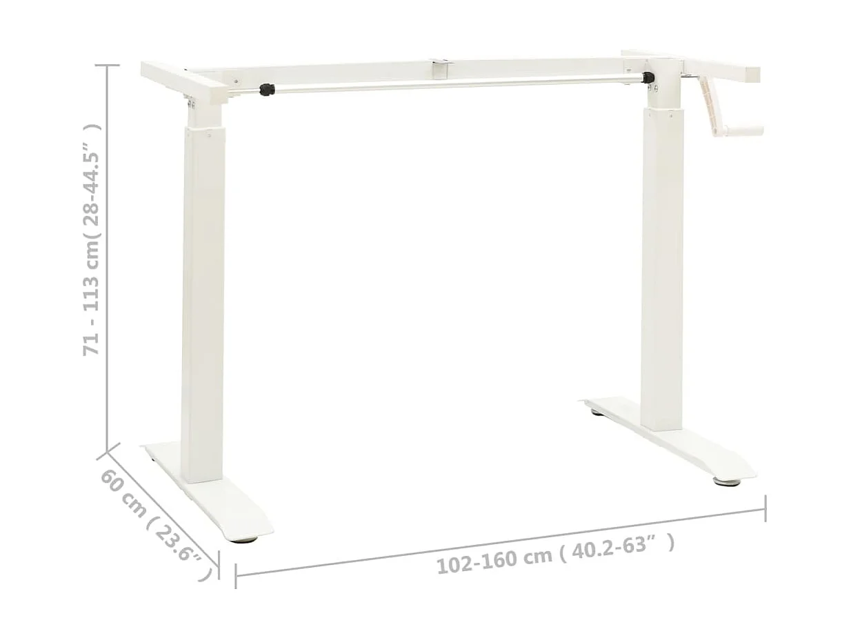 Schreibtisch-Gestell Manuell Höhenverstellbar Handkurbel Weiß